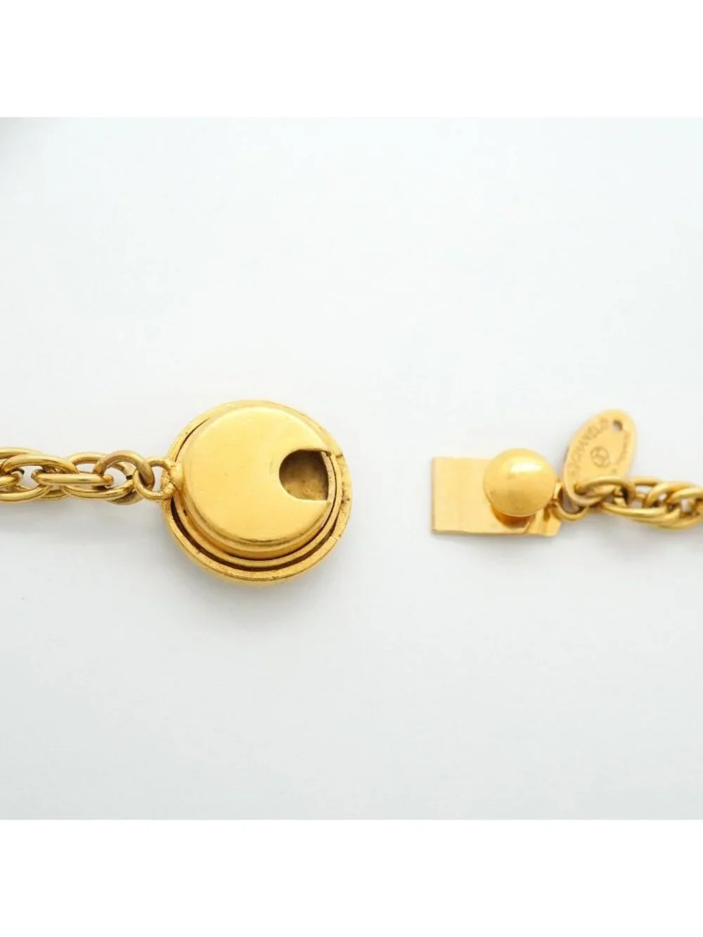 Chanel Necklace Vintage CC Logo Gold Plated Faux Pearl Rhinestone